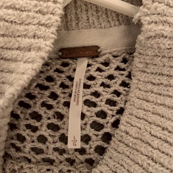 Free People Large High-Low, High Neck, Sleeveless Cream Knit Sweater - Picture 5 of 5